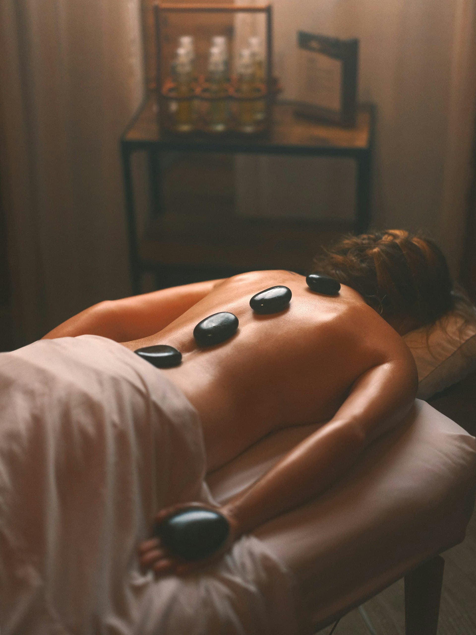 Relaxing hot stone massage